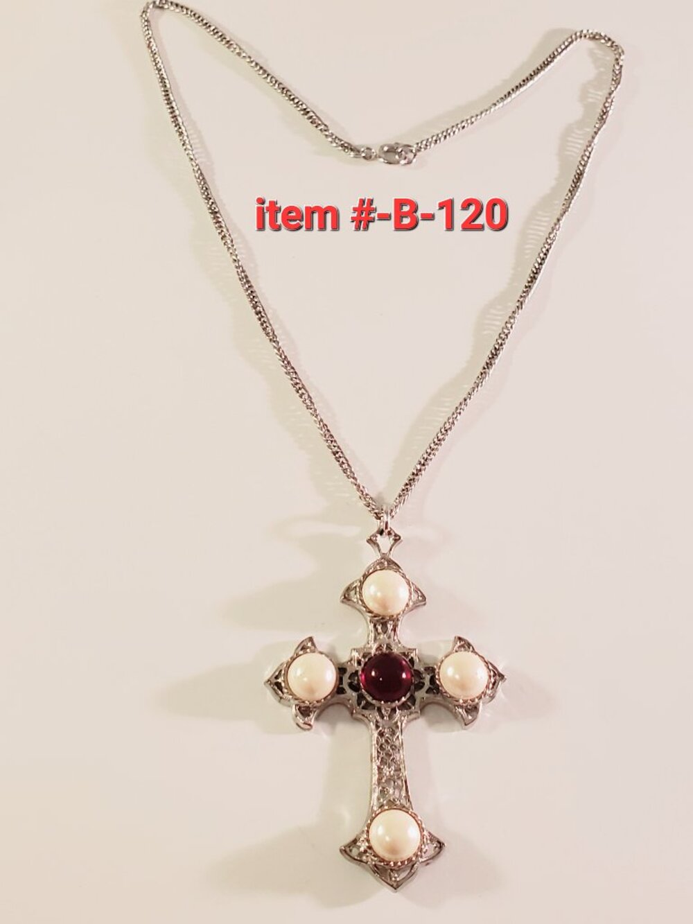 1 Silver Chain Necklace with Cross Pendant, item # B-120. wt. 30 grams.